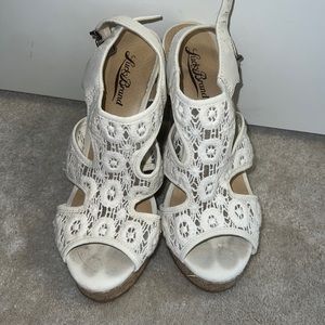Lucky Brand White Lace Wedges